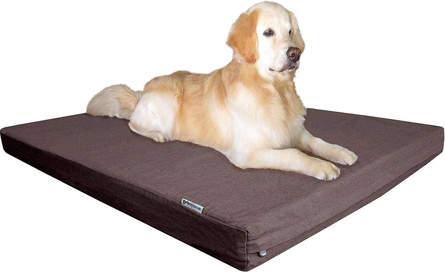 Extra Large Orthopedic Memory Foam Dog Bed for Large Dogs with Durable Waterproof Internal Case, Removable Washable Denim Cover and Bonus Pet Bed Cover, 47X29X4 Fits 48X30 Dog Crate, Brown