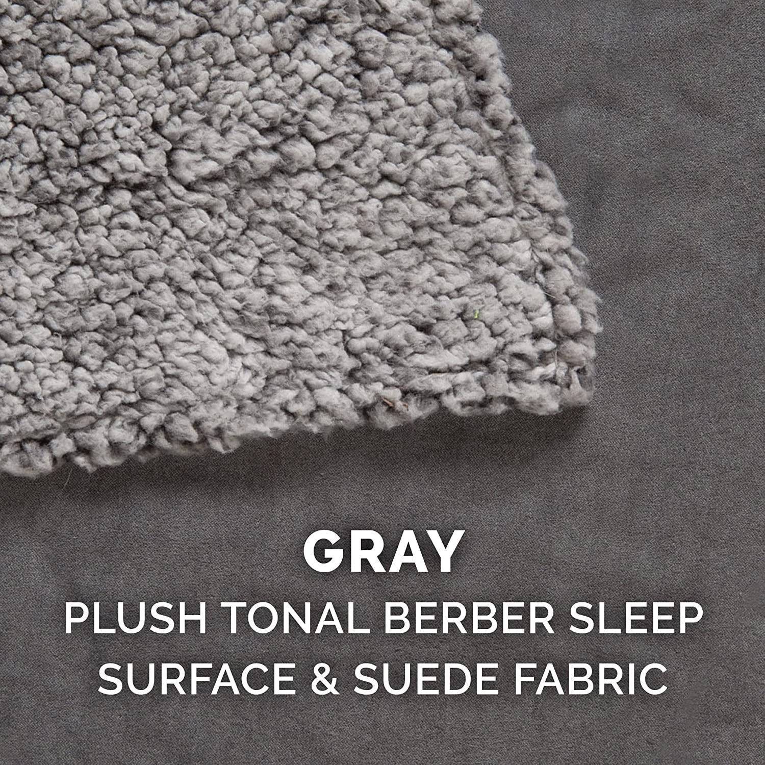 Orthopedic Dog Bed for Large/Medium Dogs W/ Removable Washable Cover, for Dogs up to 55 Lbs - Berber & Suede Blanket Top Mattress - Gray, Large