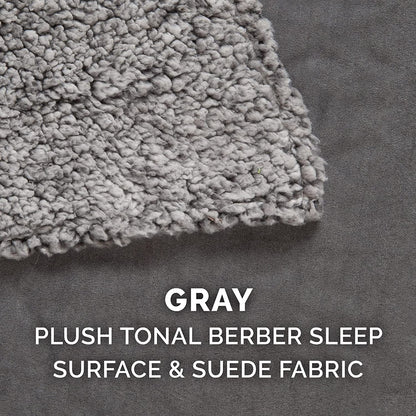 Orthopedic Dog Bed for Large/Medium Dogs W/ Removable Washable Cover, for Dogs up to 55 Lbs - Berber & Suede Blanket Top Mattress - Gray, Large
