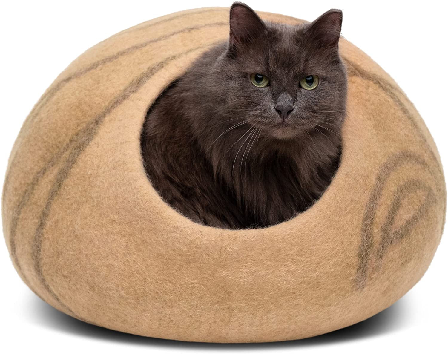 Cat Cave – Premium Felt Cat Bed for Indoor Cats, Handmade 100% Merino Wool (Light Shades)