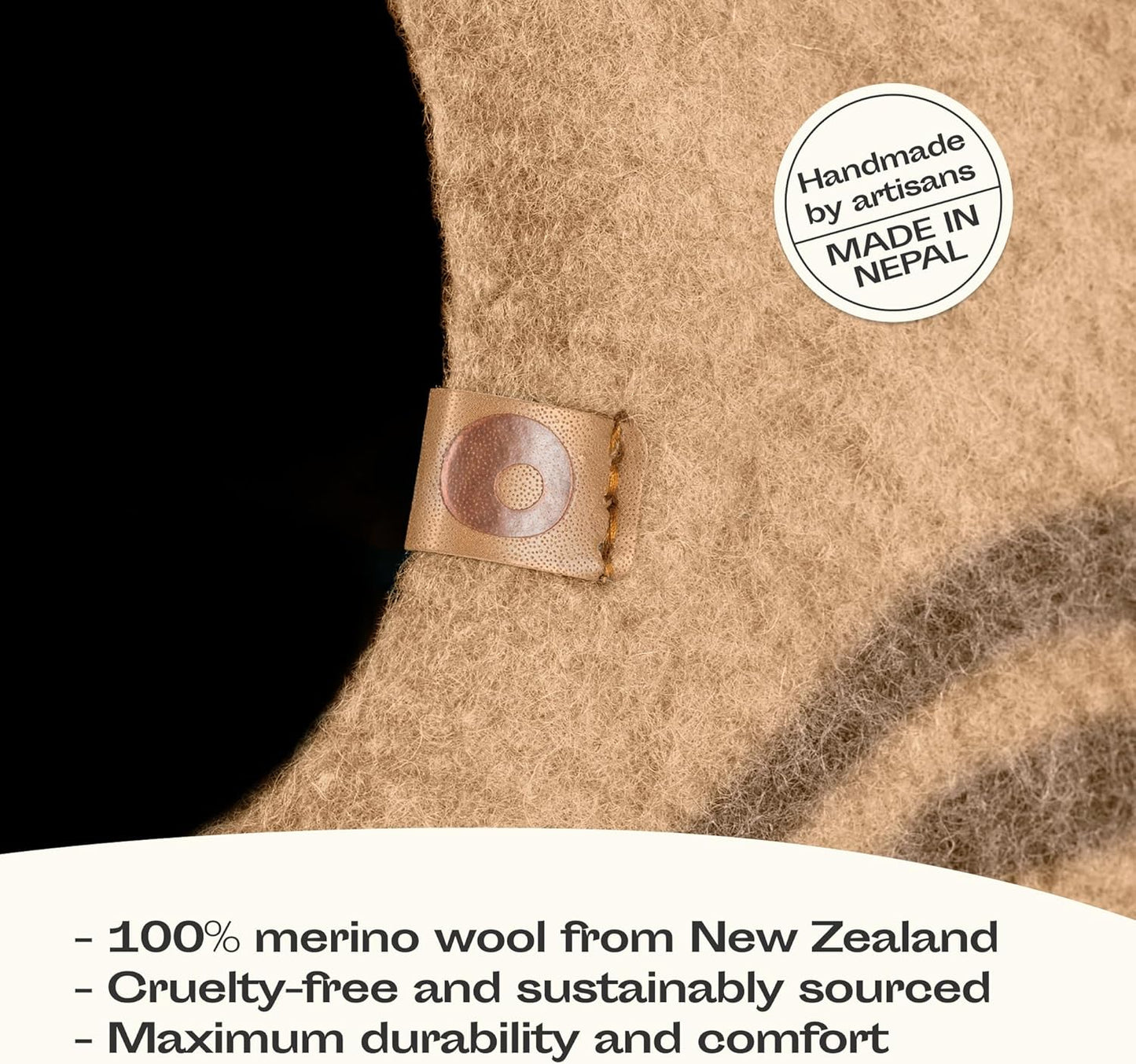 Cat Cave – Premium Felt Cat Bed for Indoor Cats, Handmade 100% Merino Wool (Light Shades)