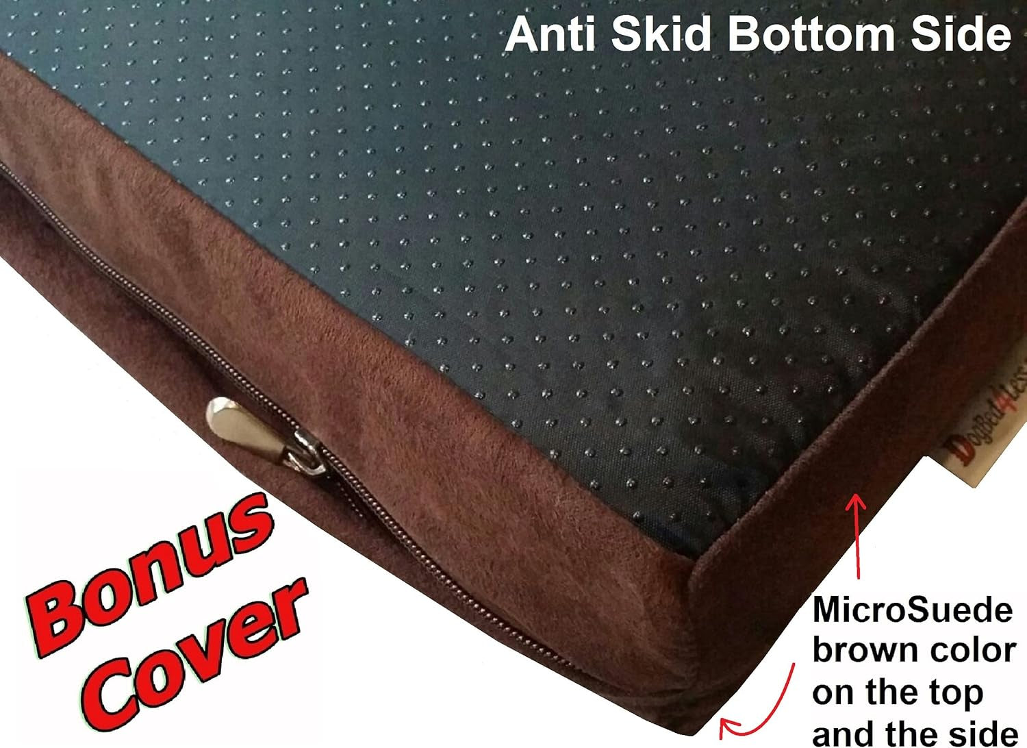 Extra Large Orthopedic Memory Foam Dog Bed for Large Dogs with Durable Waterproof Internal Case, Removable Washable Denim Cover and Bonus Pet Bed Cover, 47X29X4 Fits 48X30 Dog Crate, Brown